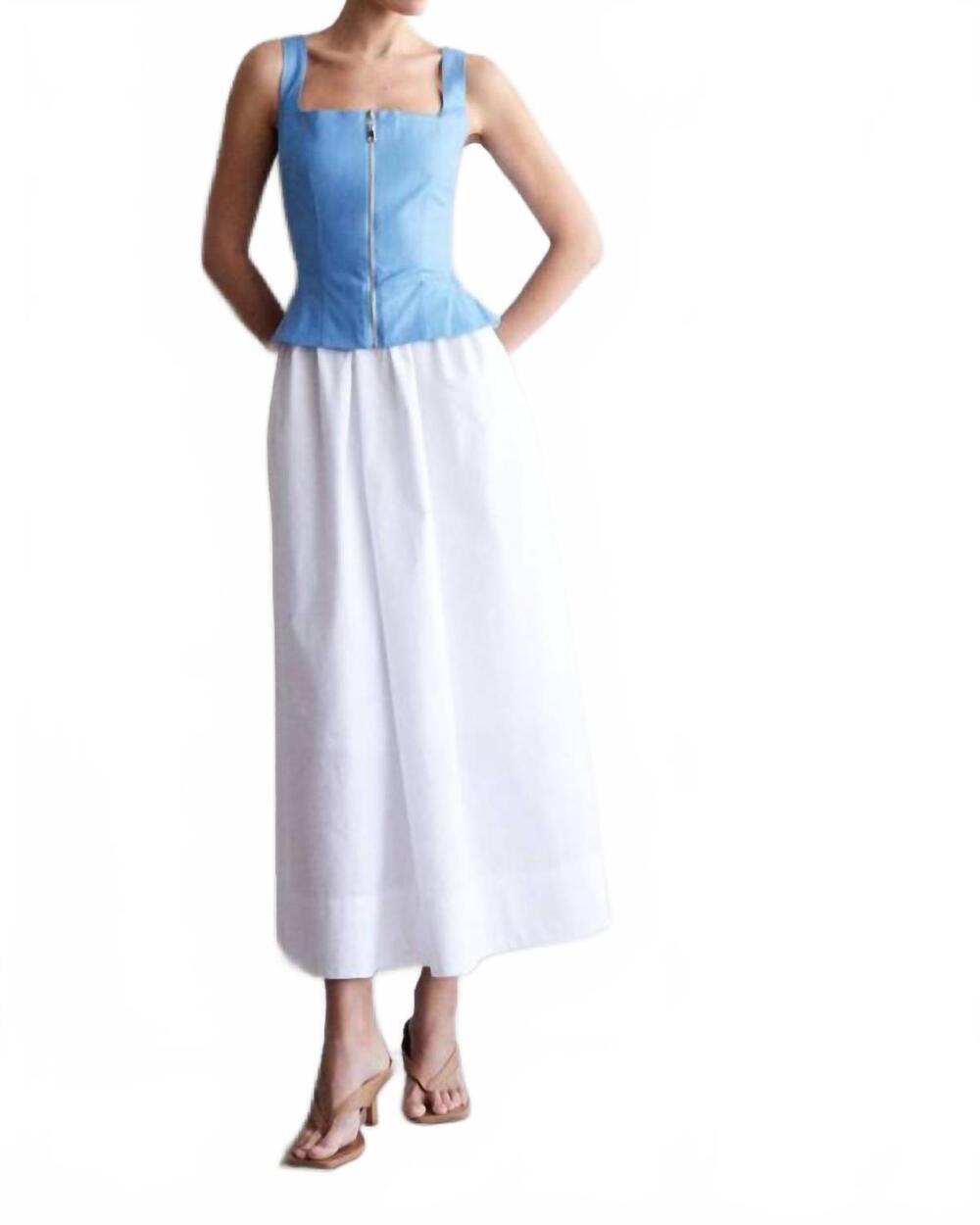 NEW JS71 wells midi dress in light blue/white